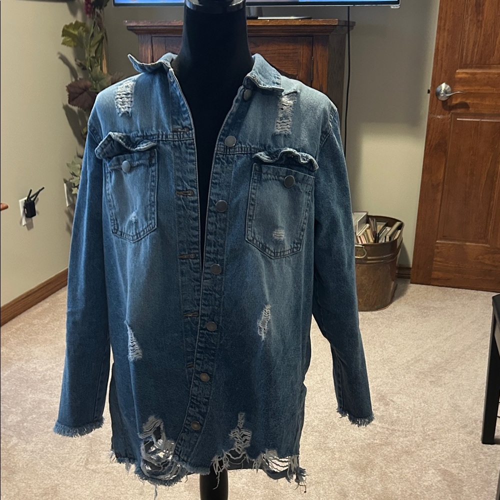 Highway Jeans Blue Distressed Jean Jacket